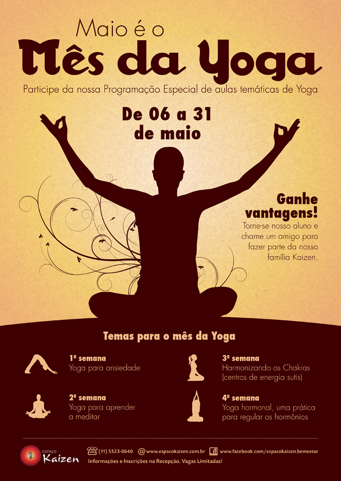 banner promocional mês da Yoga no espaço Kaizen